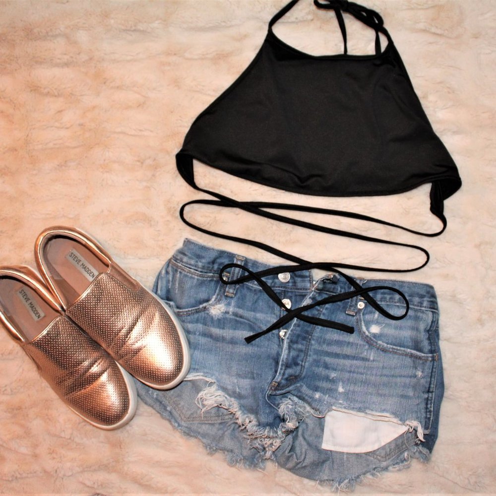 Black Going Out Cropped Top